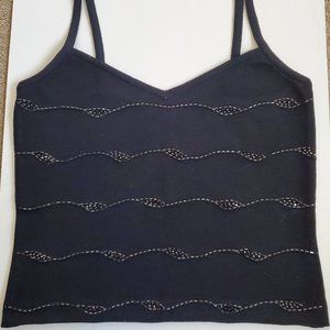 EUC Vintage St. John Tank Shirt beaded beads sparkly evening designer Size P